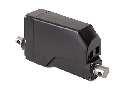 DHI actuator with a compact black housing and mounting eyes at both ends