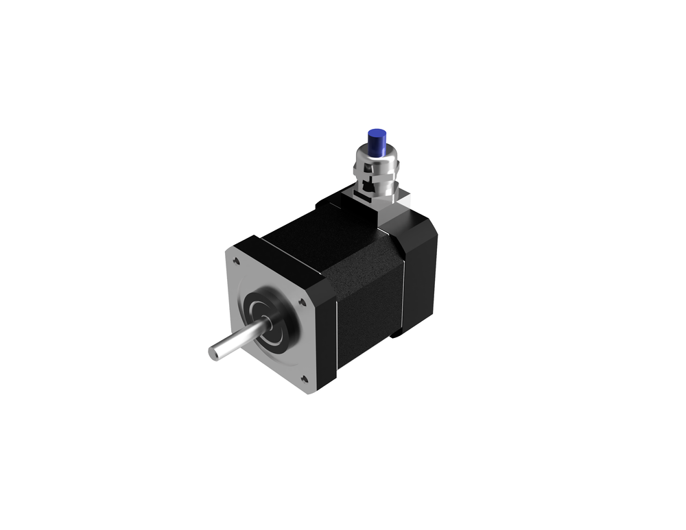 IP65-rated hybrid stepper motor with a sealed cable gland