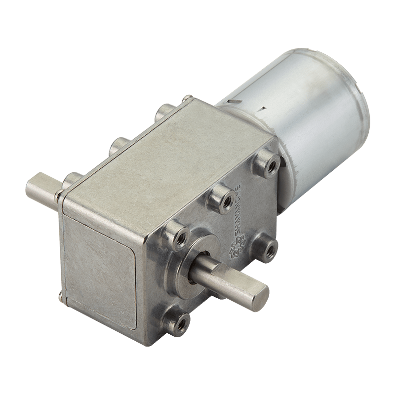 Right-angle worm gear motor with a dual-sided output shaft