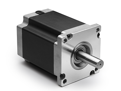 Hybrid stepper motor with a square aluminum flange and output shaft